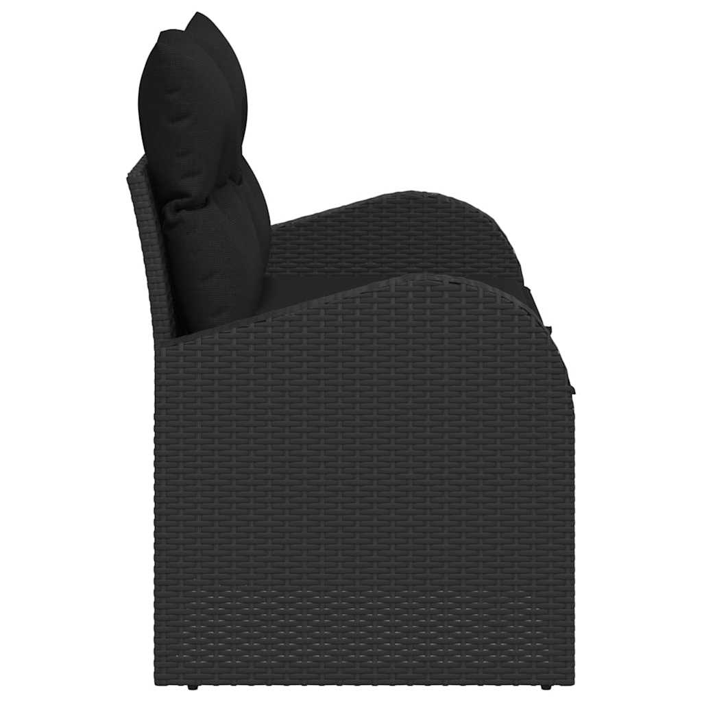 Gartensofa mit Kissen Schwarz 124 x 62 x 69cm Poly-Rattan